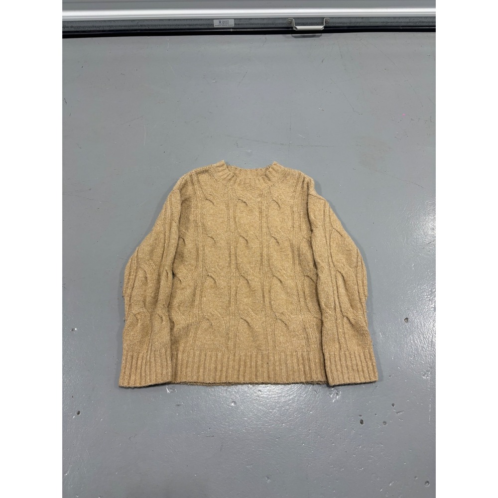 American Eagle‎ Womens Tan Cable Knit Crew Neck Sweater Size XS Camel Pullover